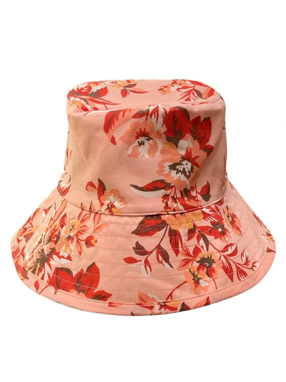 Janie and Jack Peach and Red Floral Bucket Hat Size 4-5years NWT
